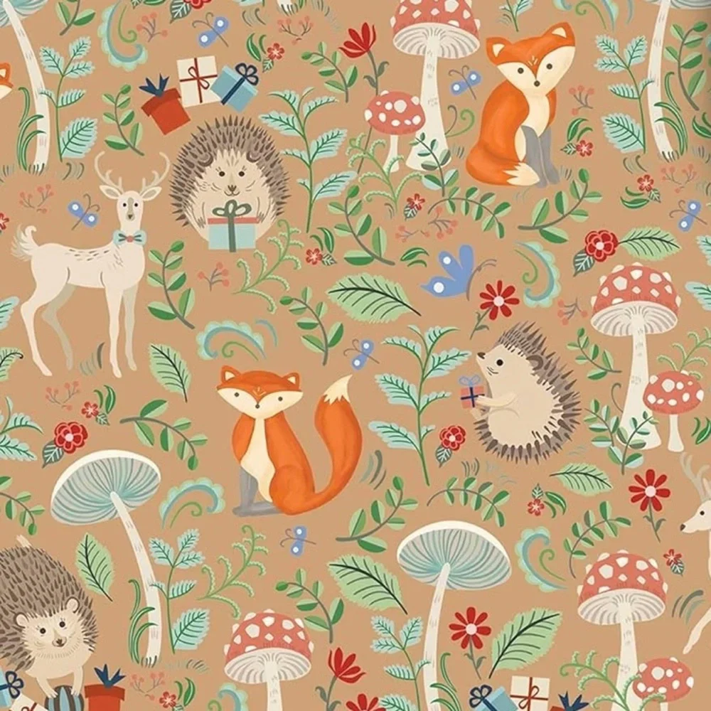 Jillson Roberts 1-Roll Count Gift Wrap/Wrapping Paper, Krafty Fox, NWT